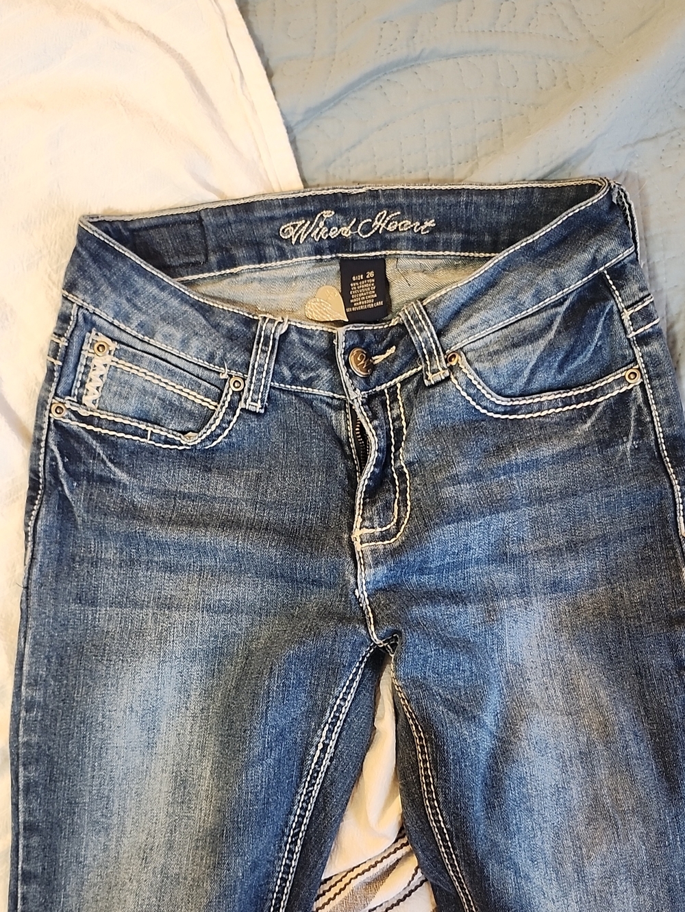 Wired Heart Women’s Bootcut Jeans — Faded Blue